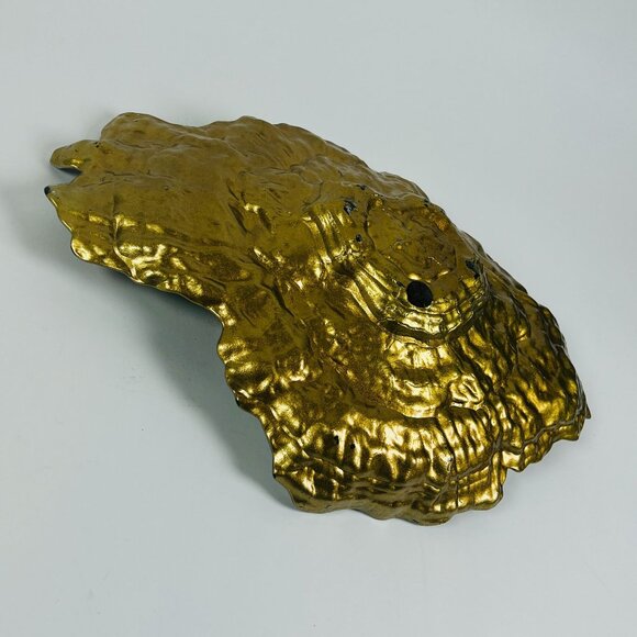 Handmade Art Glass Iridescent Green Oyster Shell Shape Free From Centerpiece - Picture 5 of 9